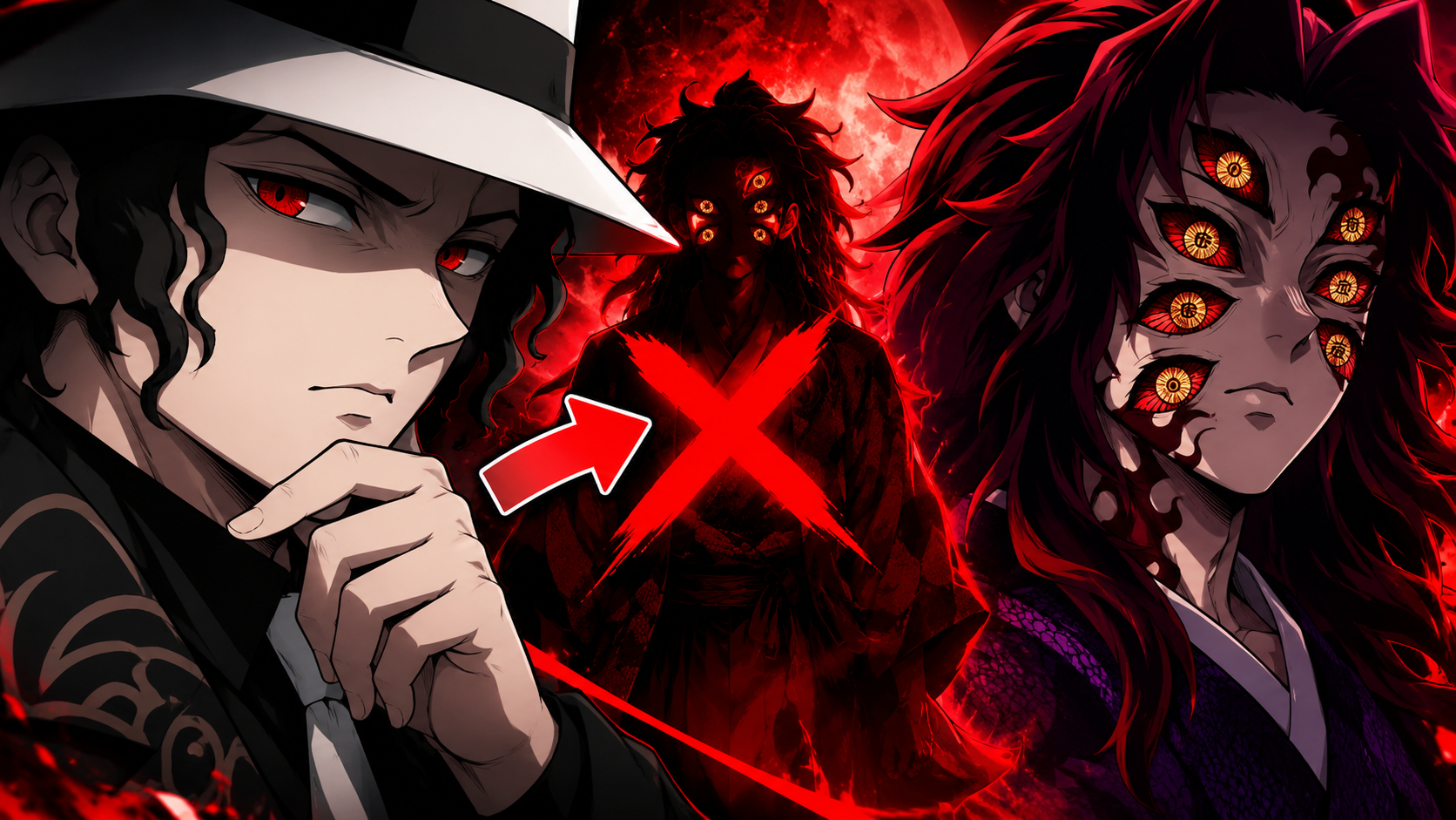 Kokushibo e Muzan Kibutsuji em Demon Slayer
