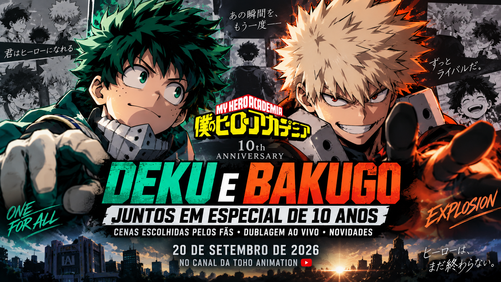 Deku e Bakugo voltam a se encontrar em especial de My Hero Academia com cenas escolhidas pelos fãs