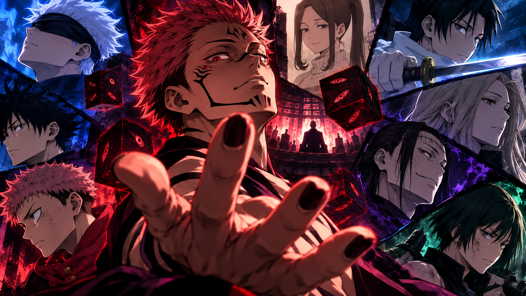 Sukuna e personagens de Jujutsu Kaisen na quarta temporada do Culling Game